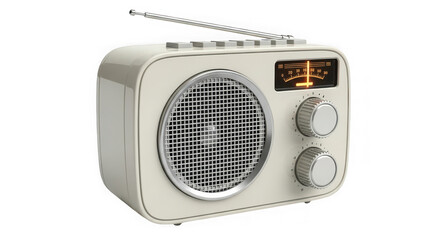 Fototapeta premium Retro cream colored radio with antenna and tuning dial