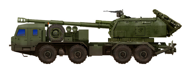 BAZ Msta-K SPH (The concept of a wheeled self-propelled gun based on a BAZ truck, with a turret and a 152mm gun from the 2S19 self-propelled gun) © Tikros