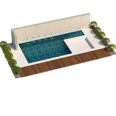 The swimming pool with lounge area