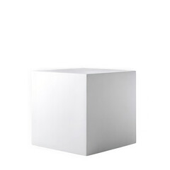 3d white cube geometric shape isolated on transparent background