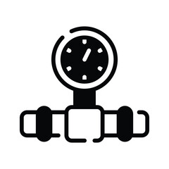 Here is a trendy glyph icon of pressure meter pipeline