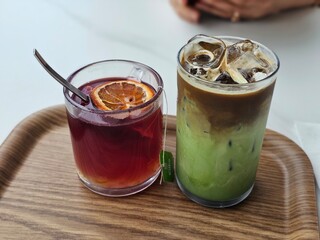 Extra Serving of Warm Apple Citron Tea and Green Tea Latte Shot 