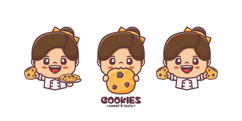 cookies chef illustration cartoon characters and food