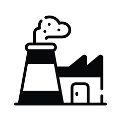 Easy to edit glyph style icon showing industry building