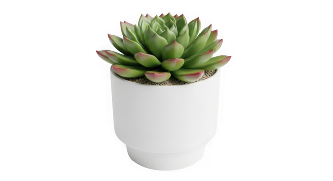Green succulent plant in a white cylindrical pot