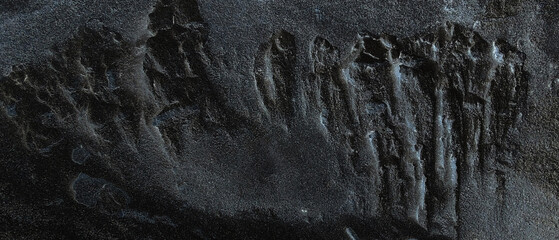 Grayscale mottled texture with black/dark gray specks on light background. Swirling streaks and coarse grain suggest roughness, age. Somber, cold mood. No figurative elements.