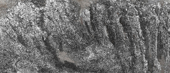 Grayscale mottled texture with black/dark gray specks on light background. Swirling streaks and coarse grain suggest roughness, age. Somber, cold mood. No figurative elements.