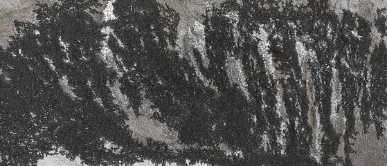 Grayscale mottled texture with black/dark gray specks on light background. Swirling streaks and coarse grain suggest roughness, age. Somber, cold mood. No figurative elements.