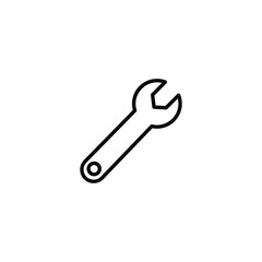 Wrench vector icon illustration in black color isolated on white background.