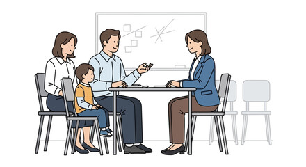 Family Meeting Consultant Discussing Financial Planning Or Education Opportunities