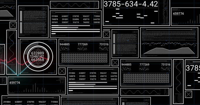 Displaying multiple dashboard panels showing line charts on control panel, with gauge widget