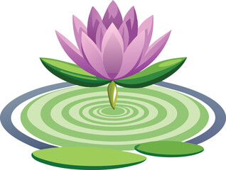 Elegant water lily with serene ripples on a clean white background