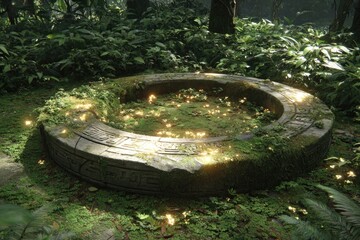 Ancient stone ring in a lush jungle