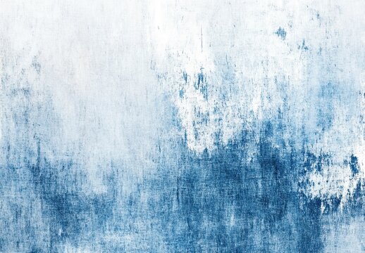 Abstract blue brush strokes on a white background, with a textured, grainy, and grungy style