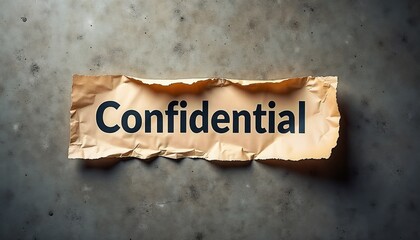 Obraz premium A crumpled piece of paper with the word 'Confidential' printed in bold black letters. The background is a textured gray surface.