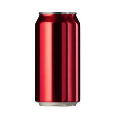 Obraz premium Shiny metallic red soda can with silver top and bottom isolated on transparent background