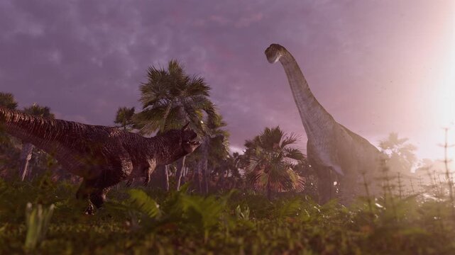 Carnotaurus and diplodock