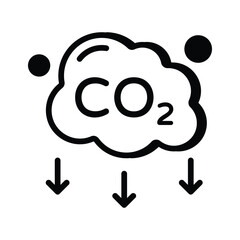 glyph style icon showing acid rain cloud with arrows