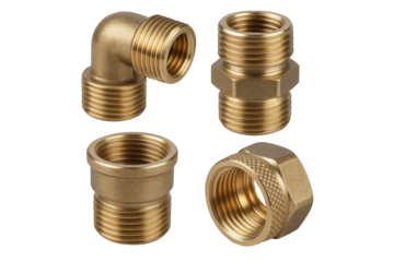 Collection of Brass Plumbing Fittings: Elbow, Coupling, Adapter, and Nut for Water and Gas Systems