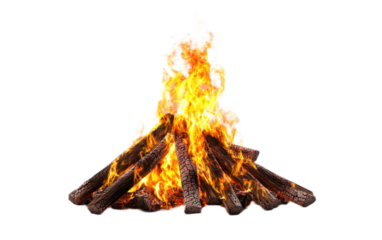 Bonfire isolated on white background, png