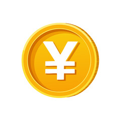 Obraz premium Gold coin with Japanese yen or Chinese yuan symbol. Shiny metallic currency icon for finance, economy, and investment concepts isolated.