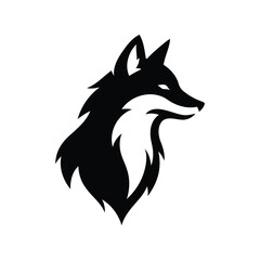 Black fox head silhouette vector illustration wild animal art canine profile graphic