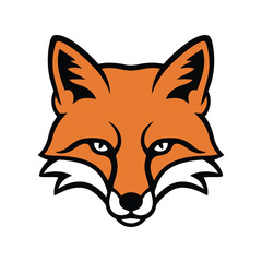 Orange fox head illustration wild animal face woodland creature portrait nature icon
