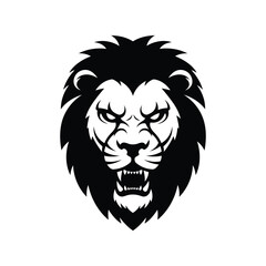 Fierce lion head vector illustration aggressive animal portrait majestic big cat graphic
