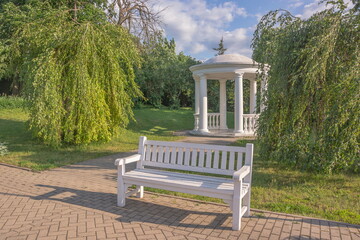 Gazebo-rotunda and park bench
