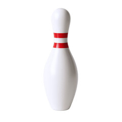 Classic White Bowling Pin with Red Stripes, Isolated Object for Sports and Recreation Themes