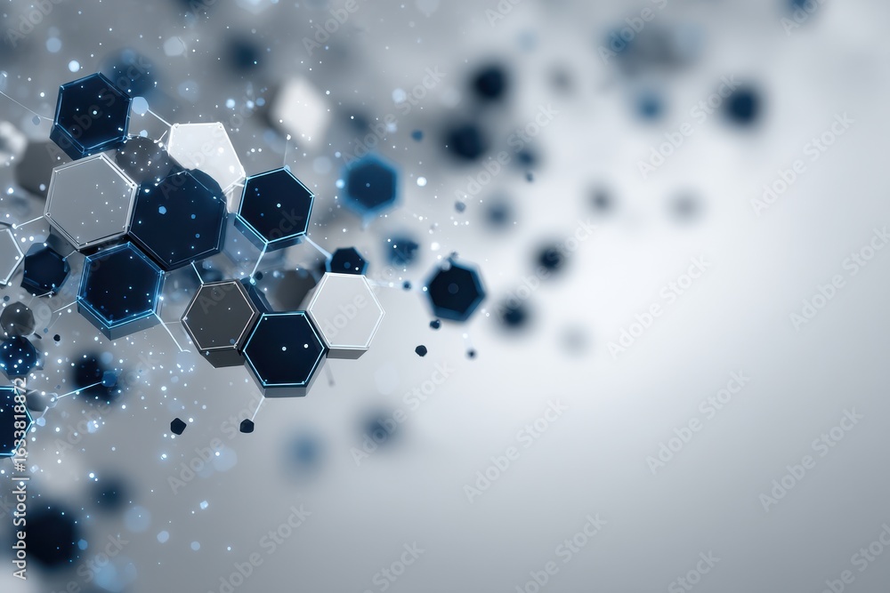 Aufkleber abstract futuristic background with blue and gray hexagonal shapes