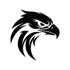 Bold black eagle head silhouette fierce predator tribal tattoo design vector graphic