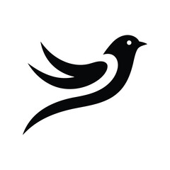 Abstract black bird silhouette elegant flying swallow minimalist wing design freedom symbol isolated vector