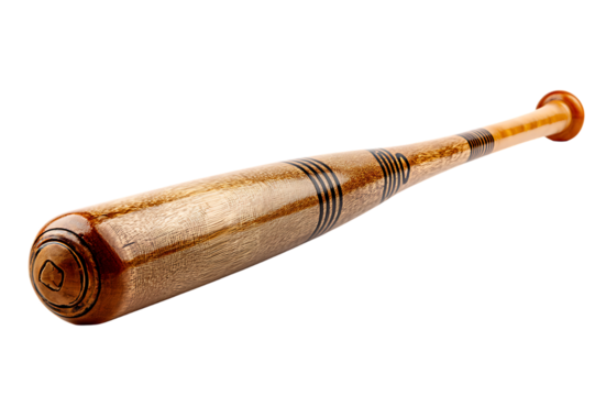 A Beautifully Crafted Wooden Baseball Bat, Ready for the Game  Isolated on transparent background, cutout	