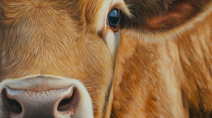 Close-up view of a brown cow with an ear tag in a rural farm setting during daylight hours