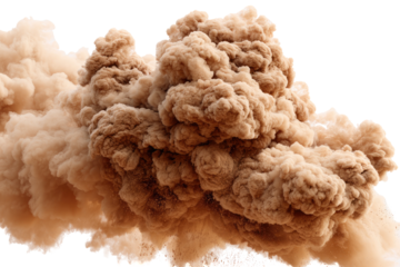 A large, textured cloud of beige-brown smoke