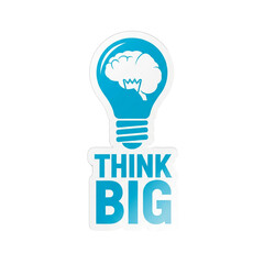  Think Big Lightbulb Brain Sticker Vector