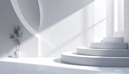 Fototapeta premium 白い空間と差し込む光のシンプルな背景 生成AI