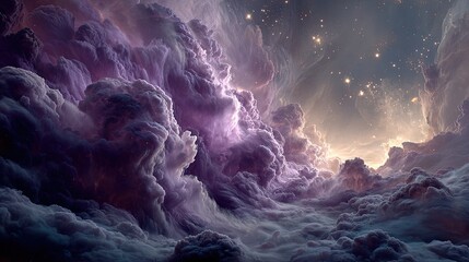 Fototapeta premium Cosmic clouds swirl in a vibrant, otherworldly sky