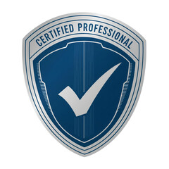 Certified Professional Shield Checkmark Vector Icon