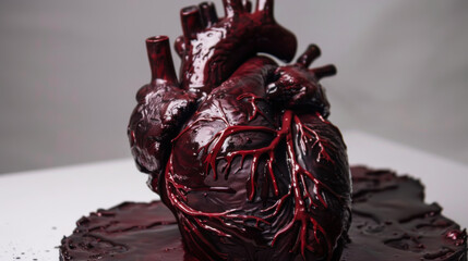 Artistic heart sculpture in vivid colors showcasing intricate details and emotional resonance in a contemporary art setting