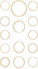 Obraz premium Set of gold leaf wreaths