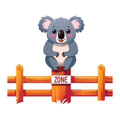 Cute Koala Sitting On A Wooden Fence