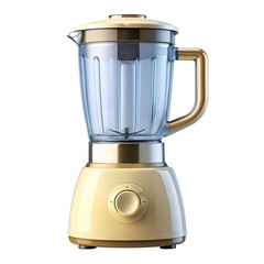Retro beige blender with gold accents isolated on white background