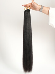 Black long women's wig, hairdressing industry props