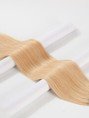 Long blond woman wig, hairdressing industry props