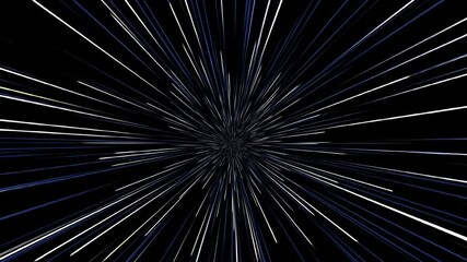 A starburst effect of white and blue lines against a black background