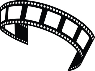 black and white movie reel vector art
