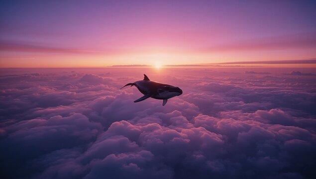 silhouette of a man jumping in the sky - Powered by Adobe