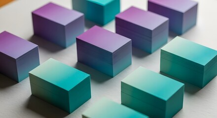 Fototapeta premium Stacks of colorful paper notes in a grid pattern
